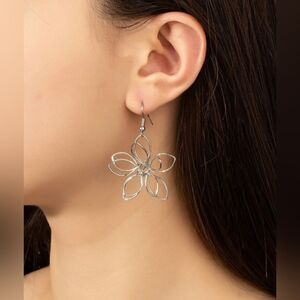 Carol for Eva Graham Silver Dangling Flower Earrings